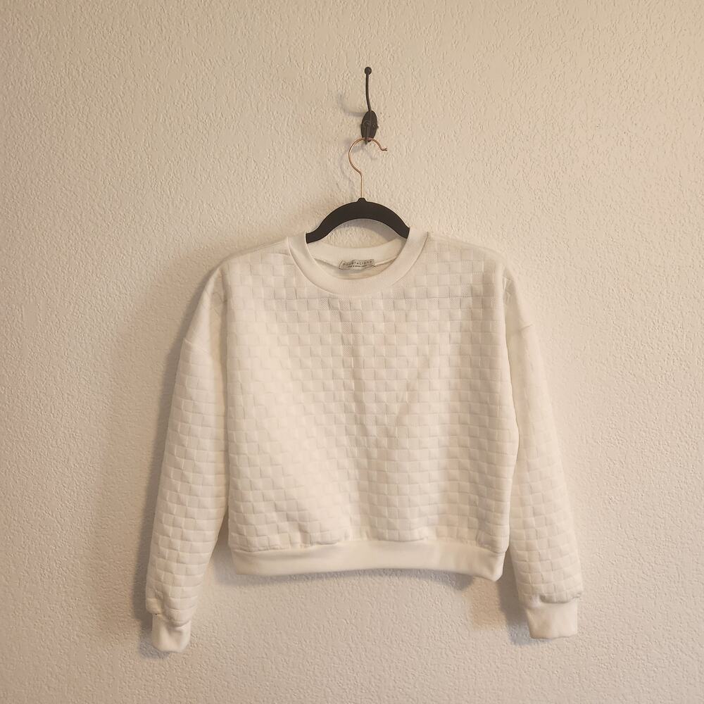 Paper Crane Women's XS White Quilted Long‎ Sleeve Sweater New